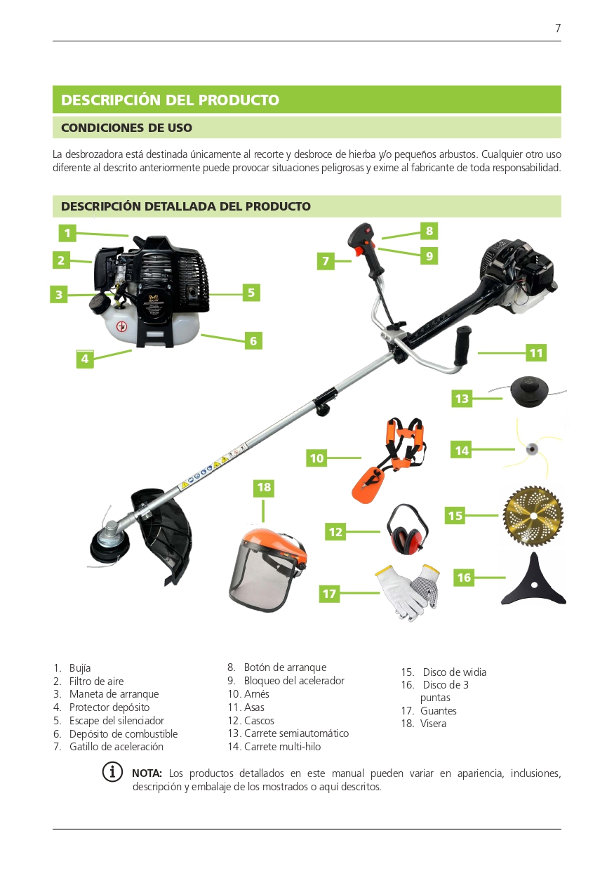 Manual de instrucciones Desbrozadora Mixury x-52